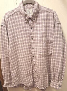 Field Gear Plaid Heavy Flannel Shirt Men’s Large Multicolor lavender 100% Cotton
